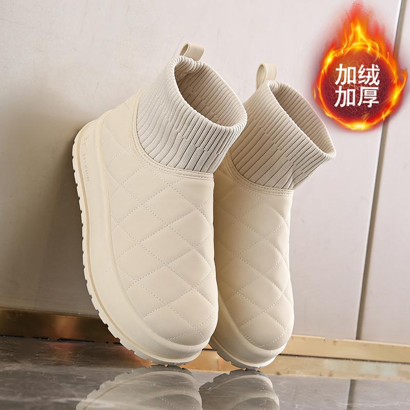 CRLAYDK Classic Women's Winter Snow Boots Faux Fur Lined Warm Ankle Outdoor Shoes Platform Slip On Short Walking Sock Booties