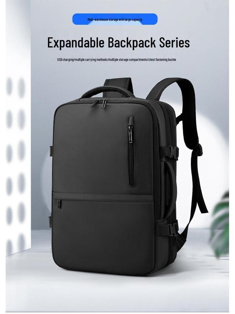 Men's Expandable Waterproof Double Shoulder Travel Backpack - Large Capacity & Multifunctional