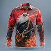 Christmas Men's Santa Claus Rock Guitar Shirt Button Up Shirt Long Sleeve Funny Christmas Gifts Spring 3D Print Collared Shirts