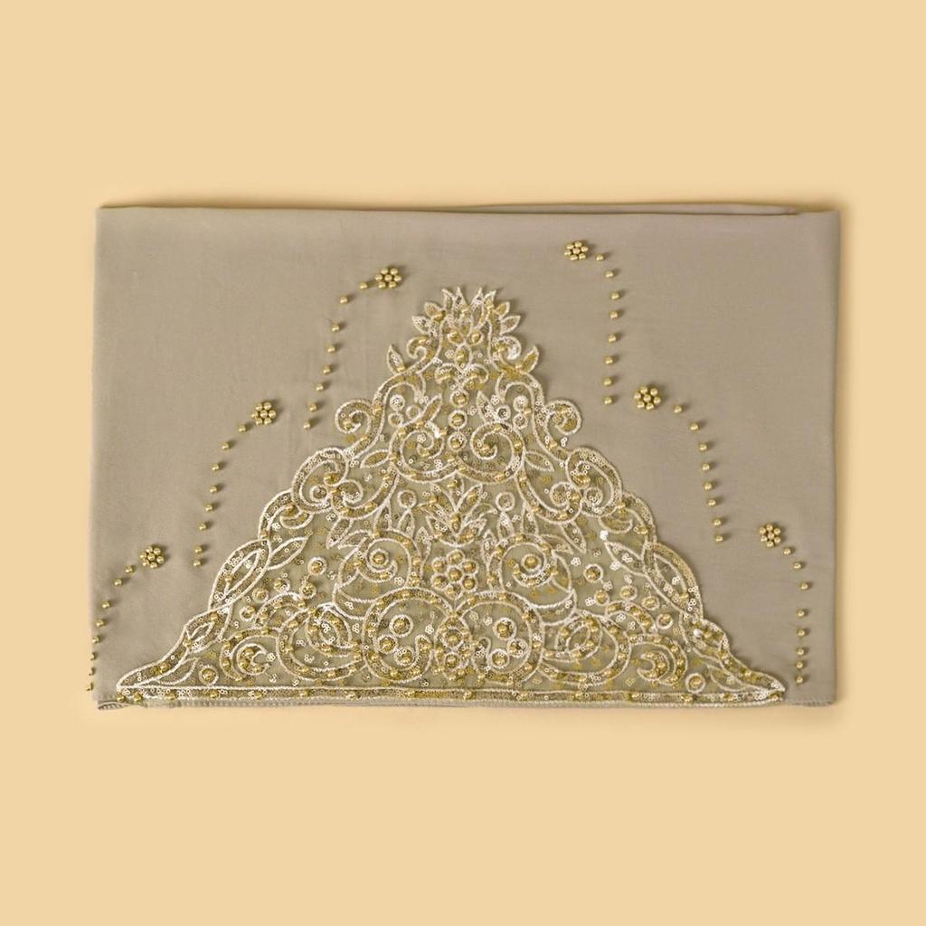 A092 Beaded Chiffon Ethnic Headscarf - Southeast Asia Fashion Scarf