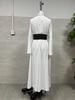 2025 Women's High Neck Long Sleeve Midi Dress with Color Block Belt