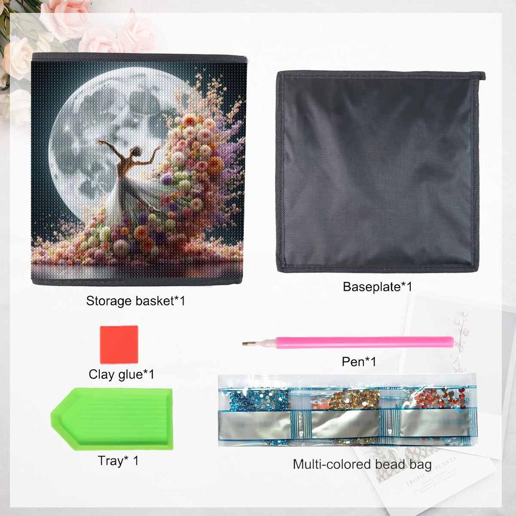 Dancing In The Moonlight 5D Diamond Painting Storage Basket Full Round Drill Mosaic Diamond Embroidery Cross Stitch Kits Home Decor Home Decor