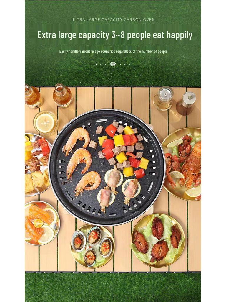 Koreanischer BBQ Runder Gusseisen Rauchloser Holzkohlegrill für Außen- und Innenbereich