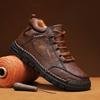 Men's High-top Casual Sneakers Handmade Leather Shoes Plus Size 39-48 Spring & Autumn