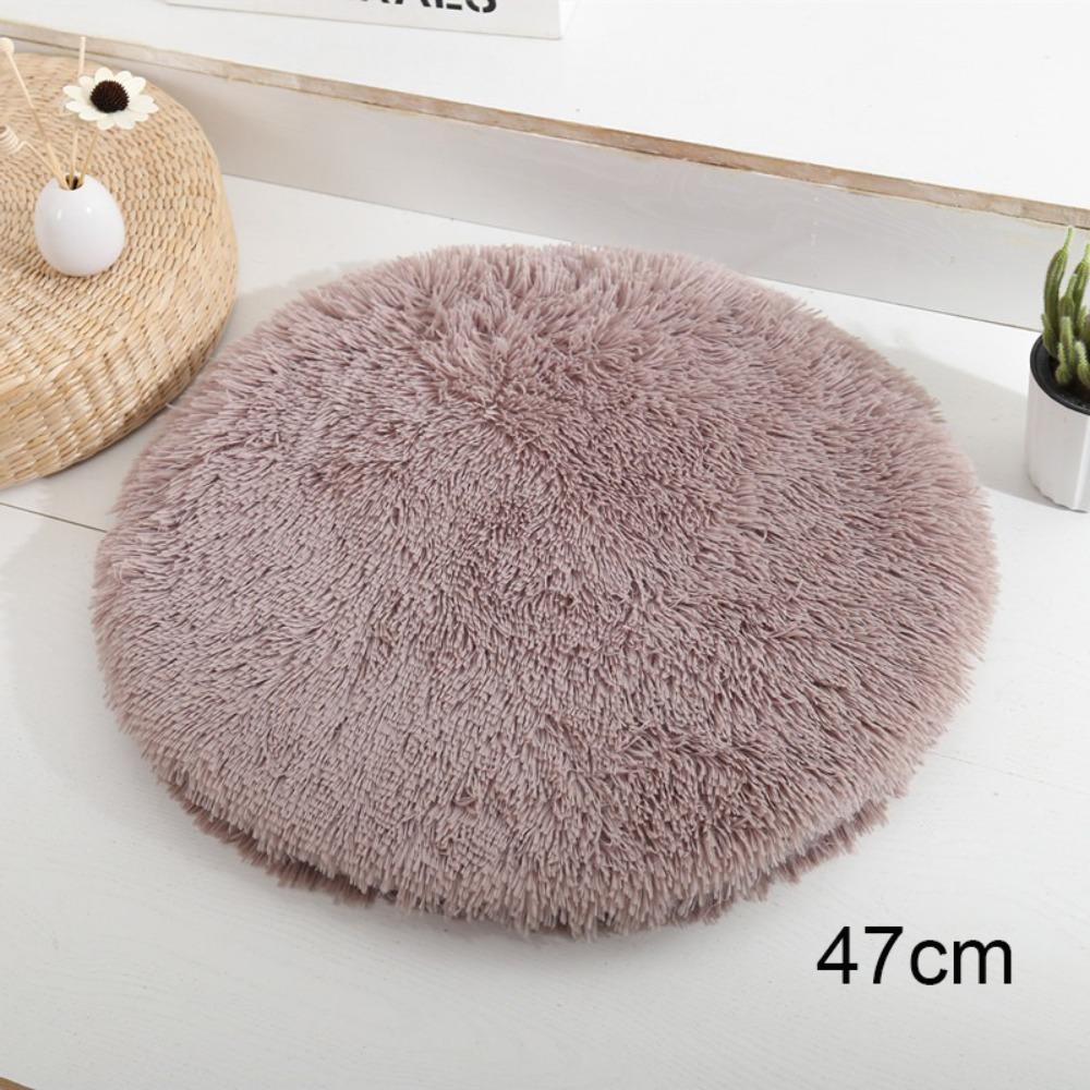 Creative Soft Fleece Cat Mat Solid Color Round Shape Dog Bed Comfortable Cat Nest All Seasons