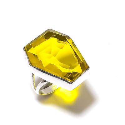 Pierre précieuse Citrine naturelle Fait à la main Argent sterling 925 Cadeau Bague Taille 6 v8J07