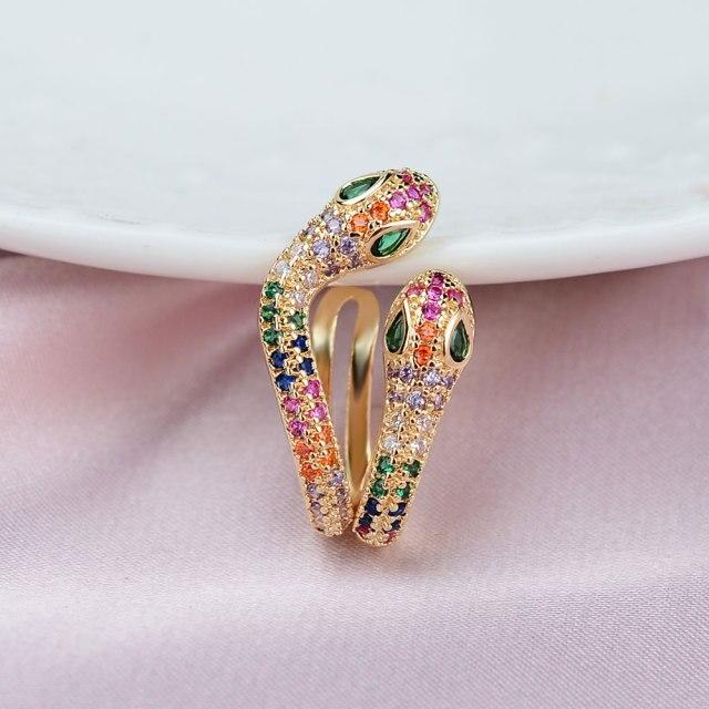 Boucles d'oreilles en Zircon arc-en-ciel pour femmes, 1 pièce, tendance, Micro pavé, personnalité Chic, serpent brillant, strass, manchette d'oreille