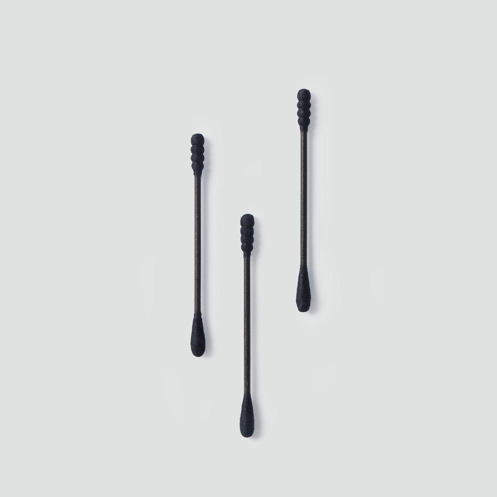 JAJU Neat Embossed Black Cotton Swab 200 Pieces