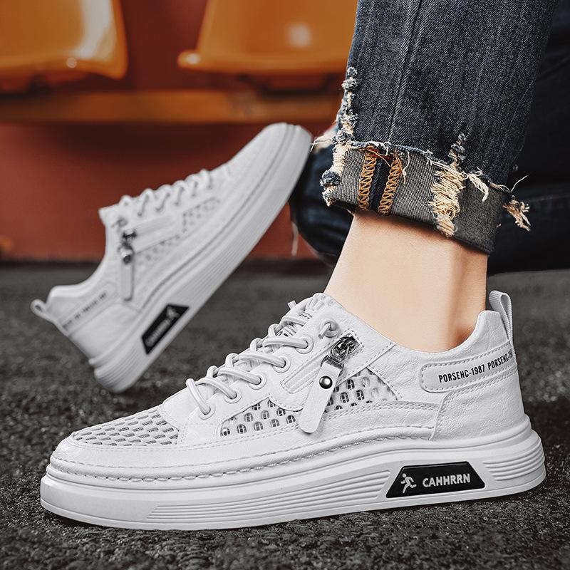 Men's Summer Breathable Mesh Shoes 2024 New One-pedal Hollow Mesh Thin Mesh Sports and Leisure Board Shoes