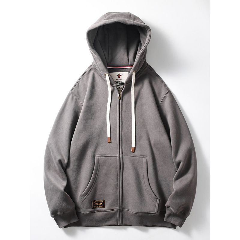 Heavy Vintage Zipper Export Spring and Autumn Jacket Cardigan Iron Gray M