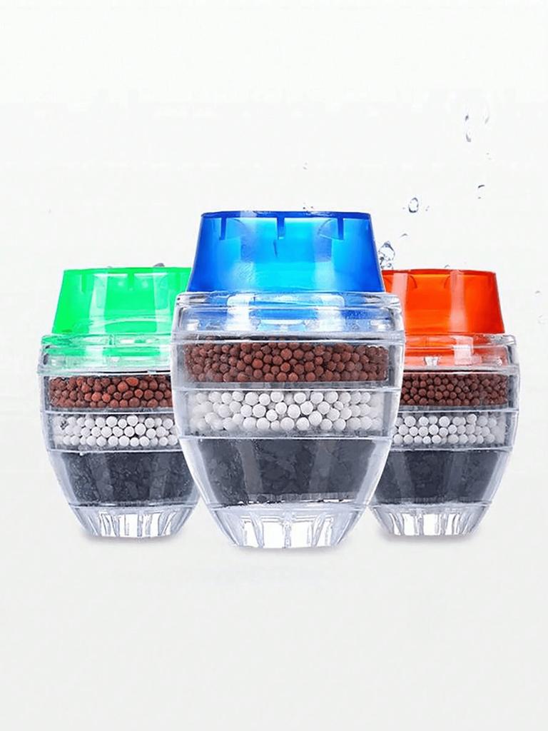 3pcs Random Color 5-layer Activated Carbon Water Filter Faucet Splitter, Suitable for Kitchen Faucets and Shower Heads