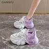 Thick-soled heightening 6 dad shoes women's single mesh breathable 2025 new lightweight casual sports shoes