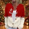 Stylish Women's Christmas Print Long Sleeve Knit Cardigan Button Front Casual Sweater