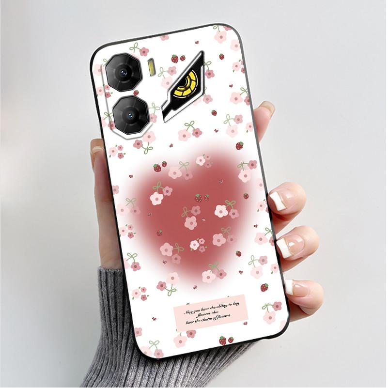 Custodia per Stampa per ZTE Nubia Neo 3 5G Fundas Capa Guscio Nero in Silicone Morbido Copertura ZTE Nubia Neo 3 GT Carina Custodia con Fiore e Cartone Animato