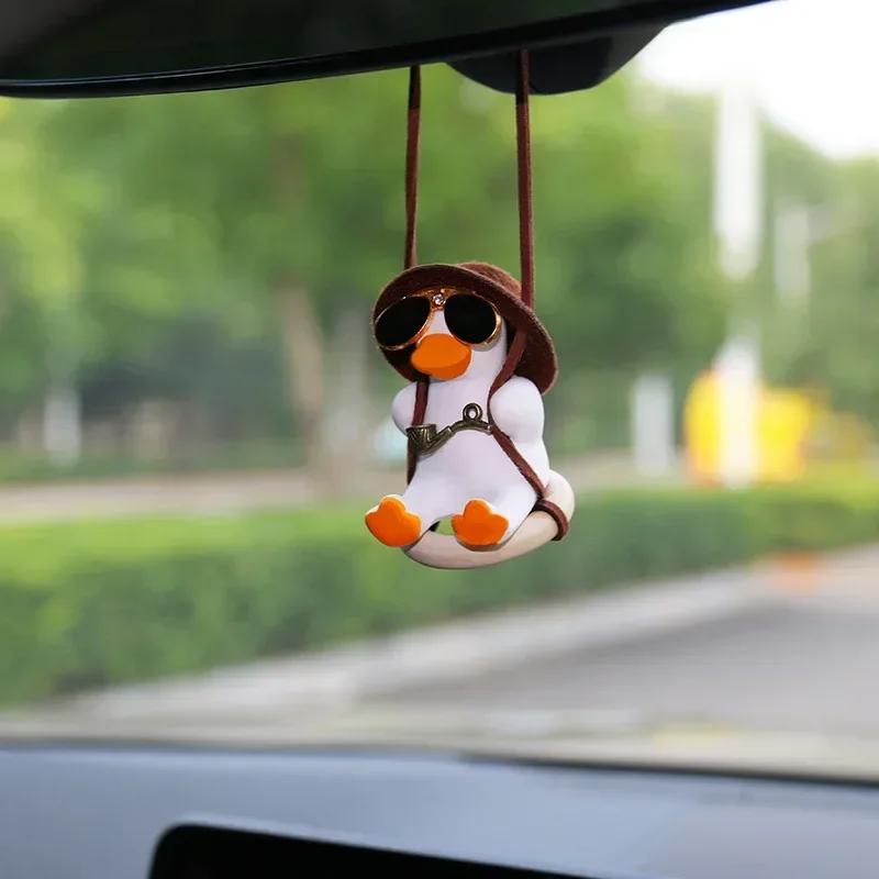 Cute Car Interior Duck Anime Decoration Gypsum Auto Rearview Mirror Pendant for Swing  Car Decoration Accessories Dropship