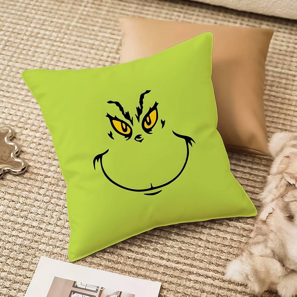 

Рождественская наволочка G-Grinch-M из шелковистого короткого плюша с невидимой молнией, пыленепроницаемый чехол для диванной подушки 12x12Inch