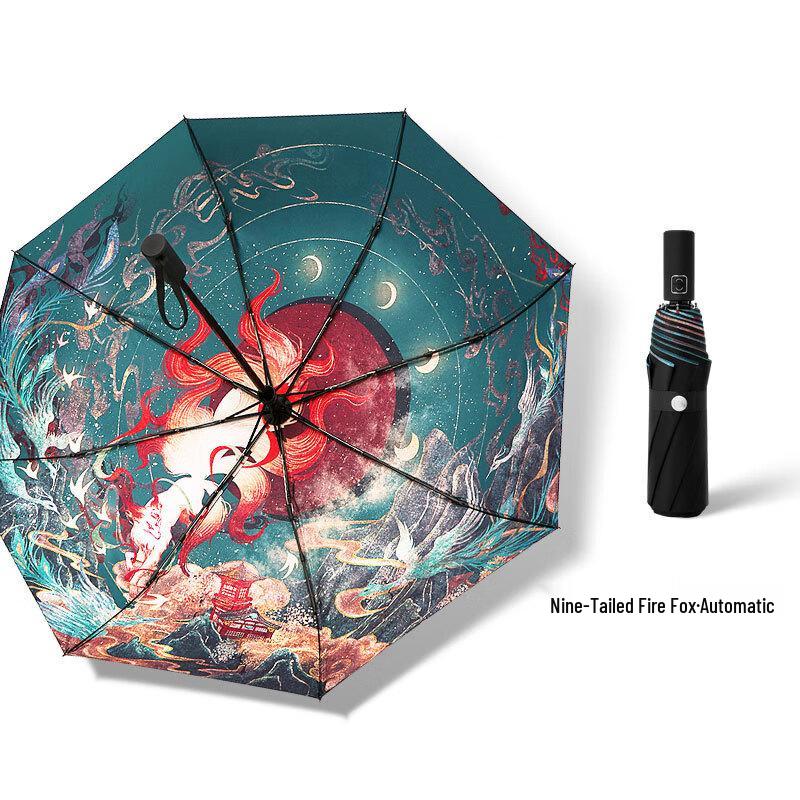 Nanqiao Chinese Style Illustrated UV Protection Folding Umbrella 21-inch 8-rib