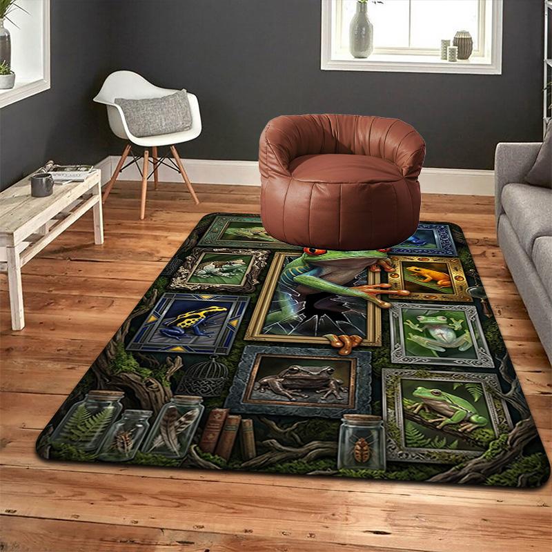 Froggy Fantasy Pattern Rug Floor Mat for Living Room or Bedroom Soft and Comfortable Carpet a Gift for Birthday and Holiday.