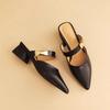 2024 New Pointed Toe Thick Heel Shoes, Shallow Solid Color Elegant Women's Shoes, Sexy Banquet Party Fashion Half Slippers