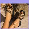 Leopard Print Flat Slides For Women Summer Comfortable Rubber Sole Casual Footwear