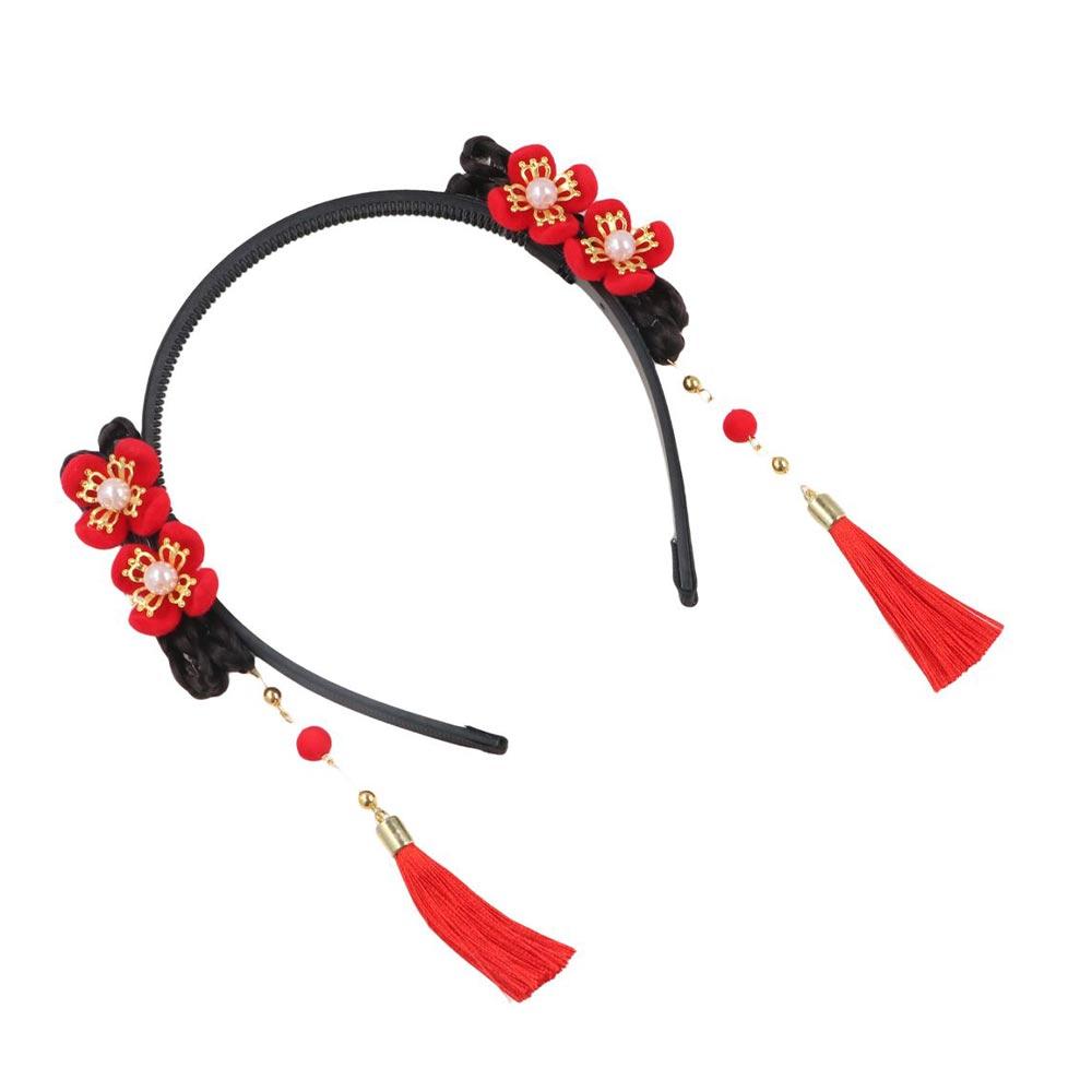 Pearl Bow Flower New Year Headress Chinese Style Hair Band Hanfu Hair Hoop Children's Headband
