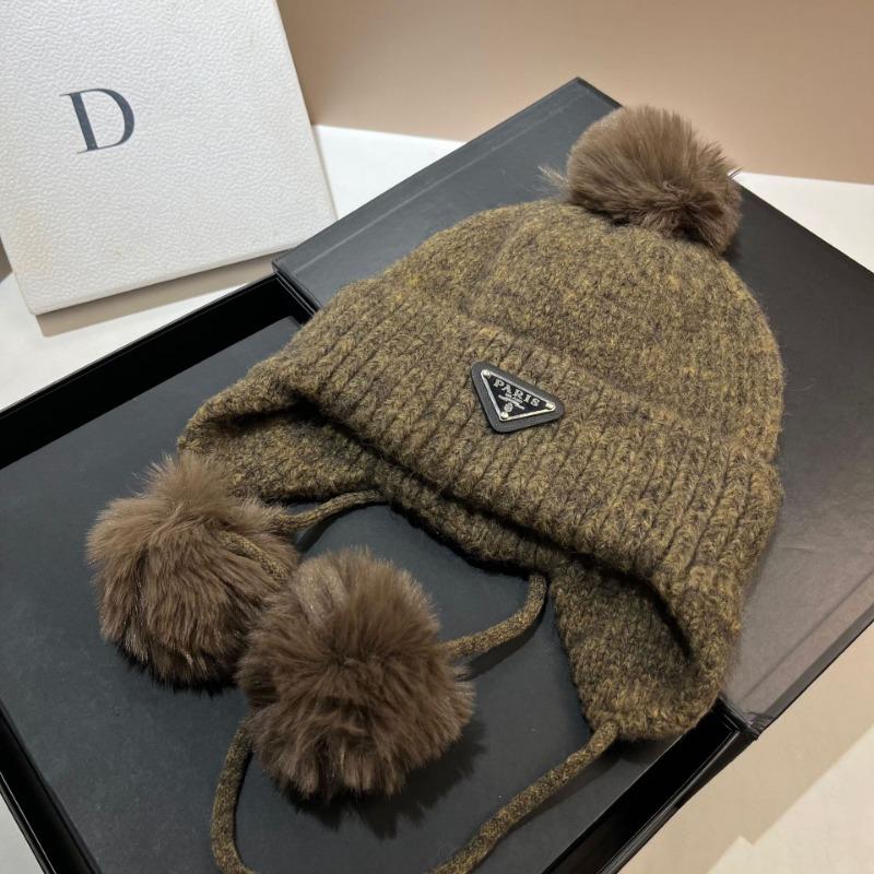 Zimní nový vlněný klobouk, dámská korejská verze sladkého klobouku s bambulí zakrývajícího uši, venkovní teplá pletená čepice ze směsi vlny