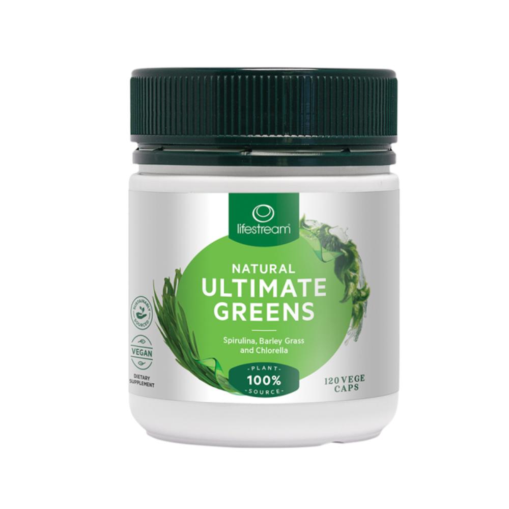 

LifeStream Natural Ultimate Greens (spirulina, barley grass & chlorella) 120vc