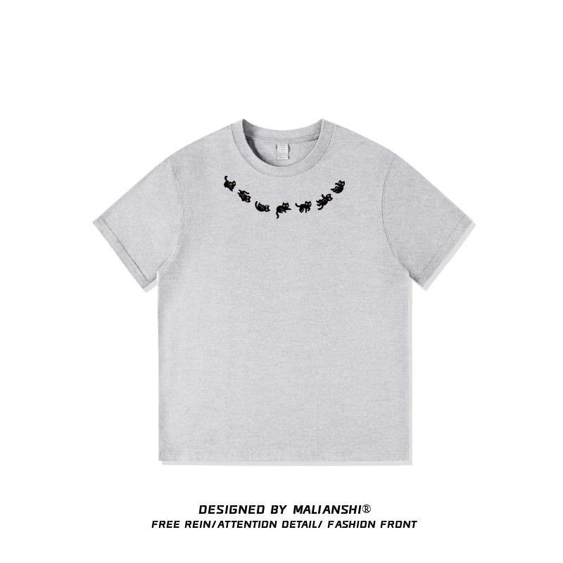 

Футболка свободного кроя с рисунком для женщин, лето 2025 г. - чистый хлопок, американский дизайн, стиль Niche, большой размер XL (116-130 jin)