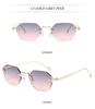 Sleek Rimless Cut-Edge Sunglasses - Stylish Women's Street Style & Sun Protection