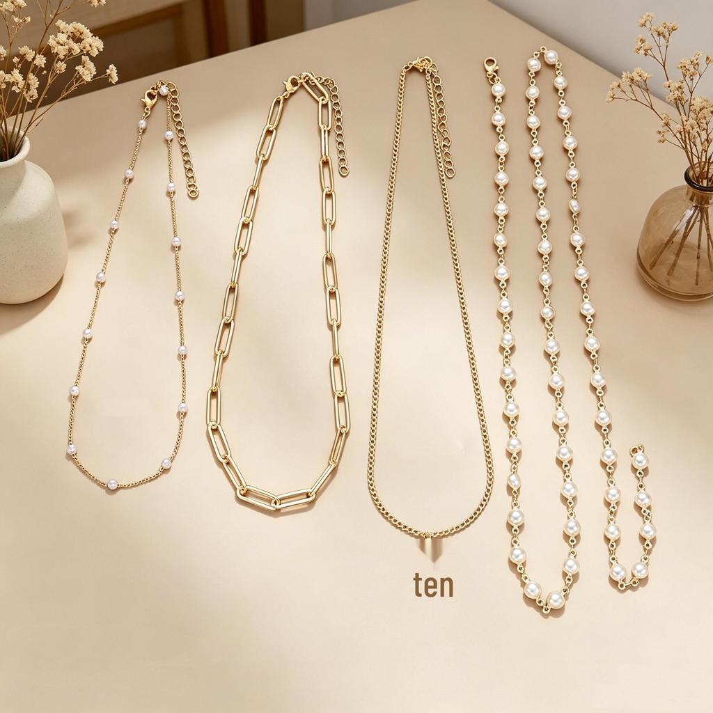 European & American Fashion Layered Pearl Cross Necklace - Luxurious, Versatile, Four-Layer Design