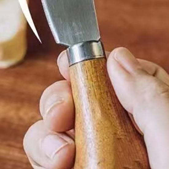 Upright Butter Knife with Solid Wood Handle Stainless Steel Cheese Spreader for Toast Jam Non-Slip Peanut Butter Smearing Tool