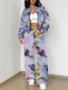 Color Tie-Dye Autumn And Winter New European And American Women'S Clothing Striped Printing Suit Women