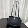 New First-layer Cowhide Splicing Canvas Tote Bag Shell Bag Retro Underarm Bag Shoulder Handbag Women