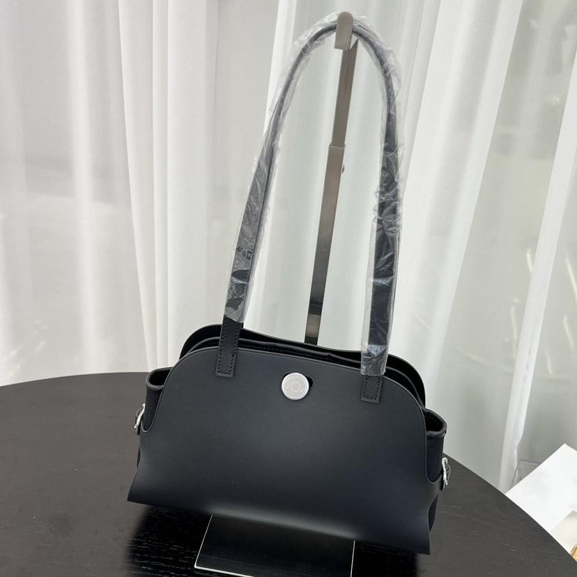 New First-layer Cowhide Splicing Canvas Tote Bag Shell Bag Retro Underarm Bag Shoulder Handbag Women