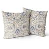 Pacote com 2 Capas de Almofada Persianas Azuis e Douradas Estampa Dupla Face Vintage Floral Oriental Capas de Almofada Decoração para Casa para Sofá Quarto