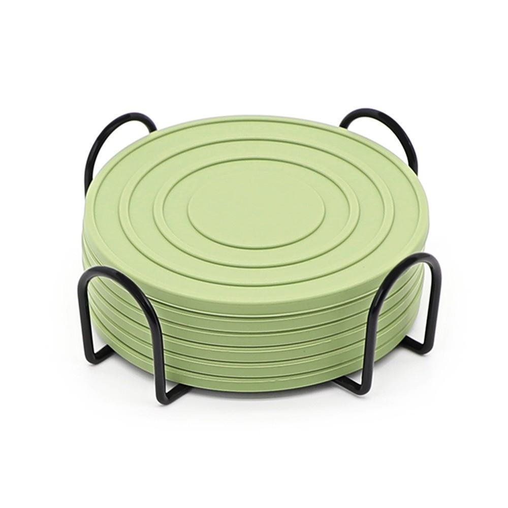 6 STÜCK Hitzebeständige Silikon-Untersetzer mit Halterung Verbrühschutz Möbelschutz Tassen- und Geschirrtrockenmatte Dekorativ