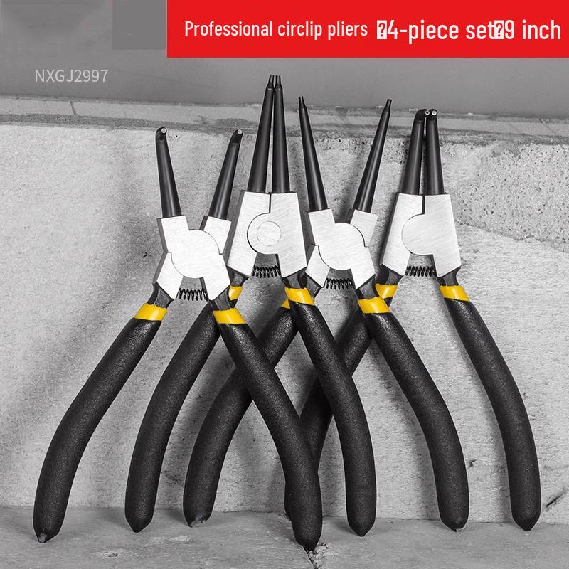 Industrial-Grade Circlip Pliers Set: 5-9 Inch, Inner/Outer, Pointed/Bent Nose for Auto Repair