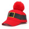 Christmas Baseball Cap Red Adjustable Baseball Cap With Furry Ball
