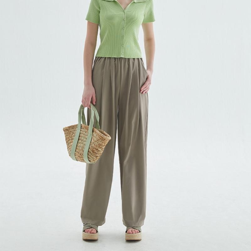 Baiyu Women Summer Satin Semi Wide Pants 3 Set Pwww