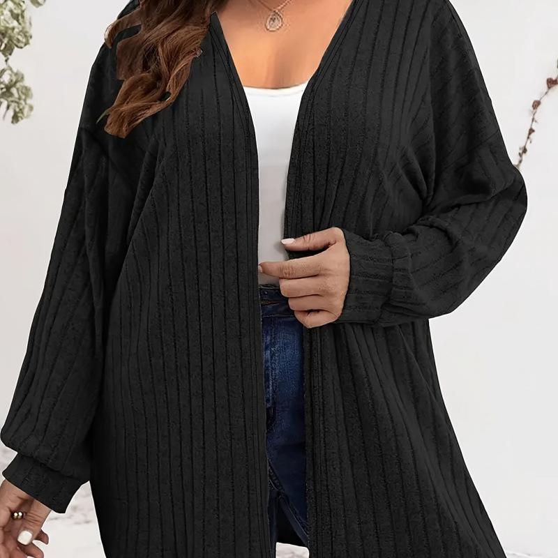 Solid Color Knit Cardigan - European & American Style 2XL