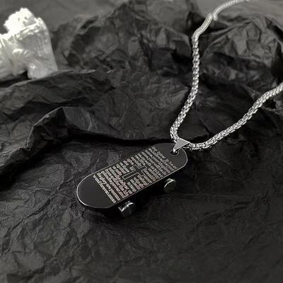 2024 Firm Sweater Chain Party Tough Necklace Cross Skateboard Necklace Street Cool Girl Boy Jewelry Punk Band Versatile Accessories Black Cross