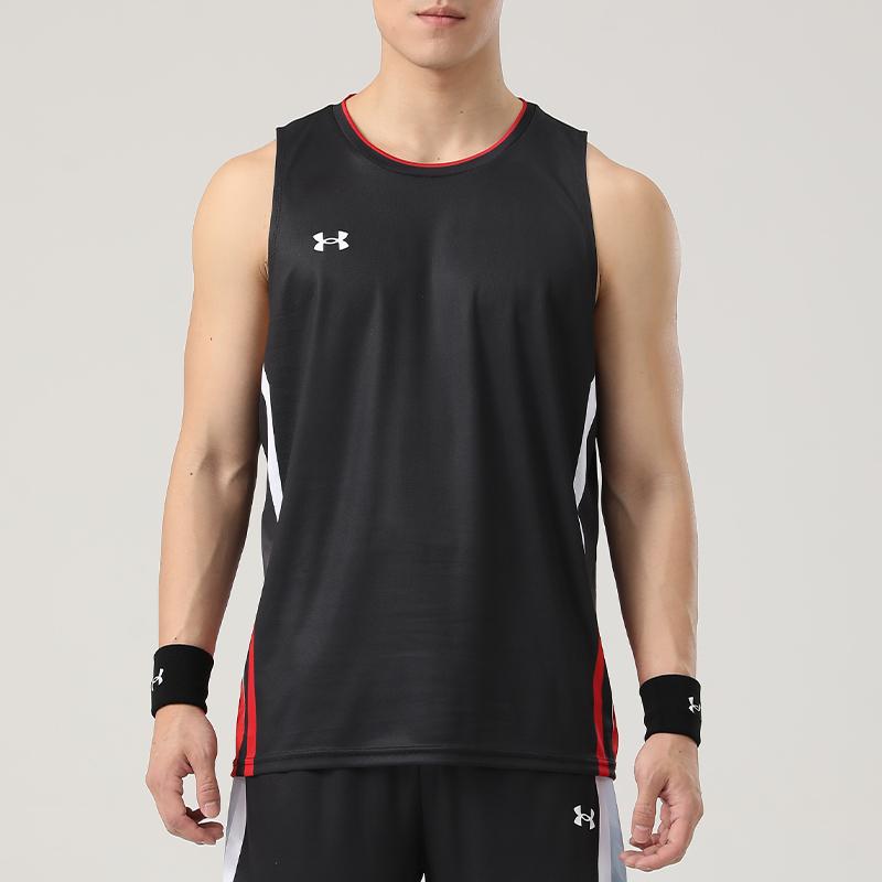 Under Armour Quick-Drying Breathable Pullover Versatile Basketball Vest Men Tops Black Red 25500134-006