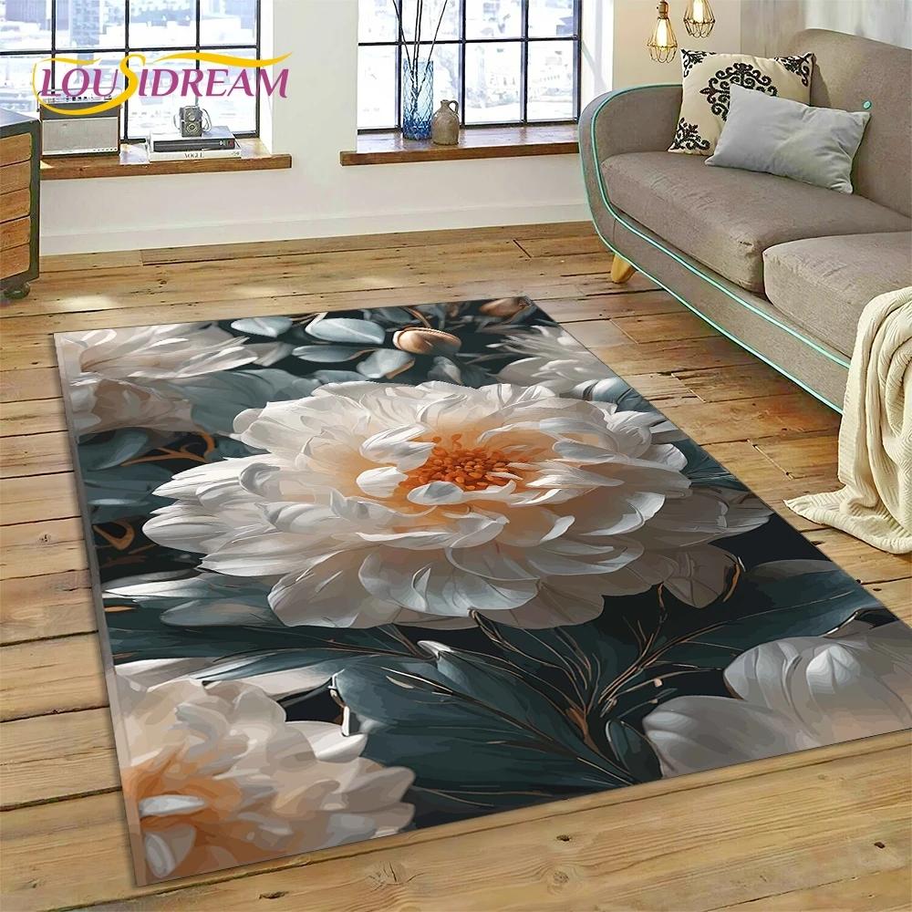 3D Dream Sun Flowers Nordic Daisy Carpet Rug for Bedroom Living Room Home Sofa Decoration,Children Game Large Decor Floor Mat