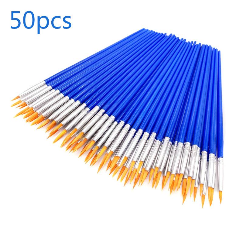 50 PCS Flat Paint Brushes Small Brush Volume For Painting Detail Essential Props For Painting Art