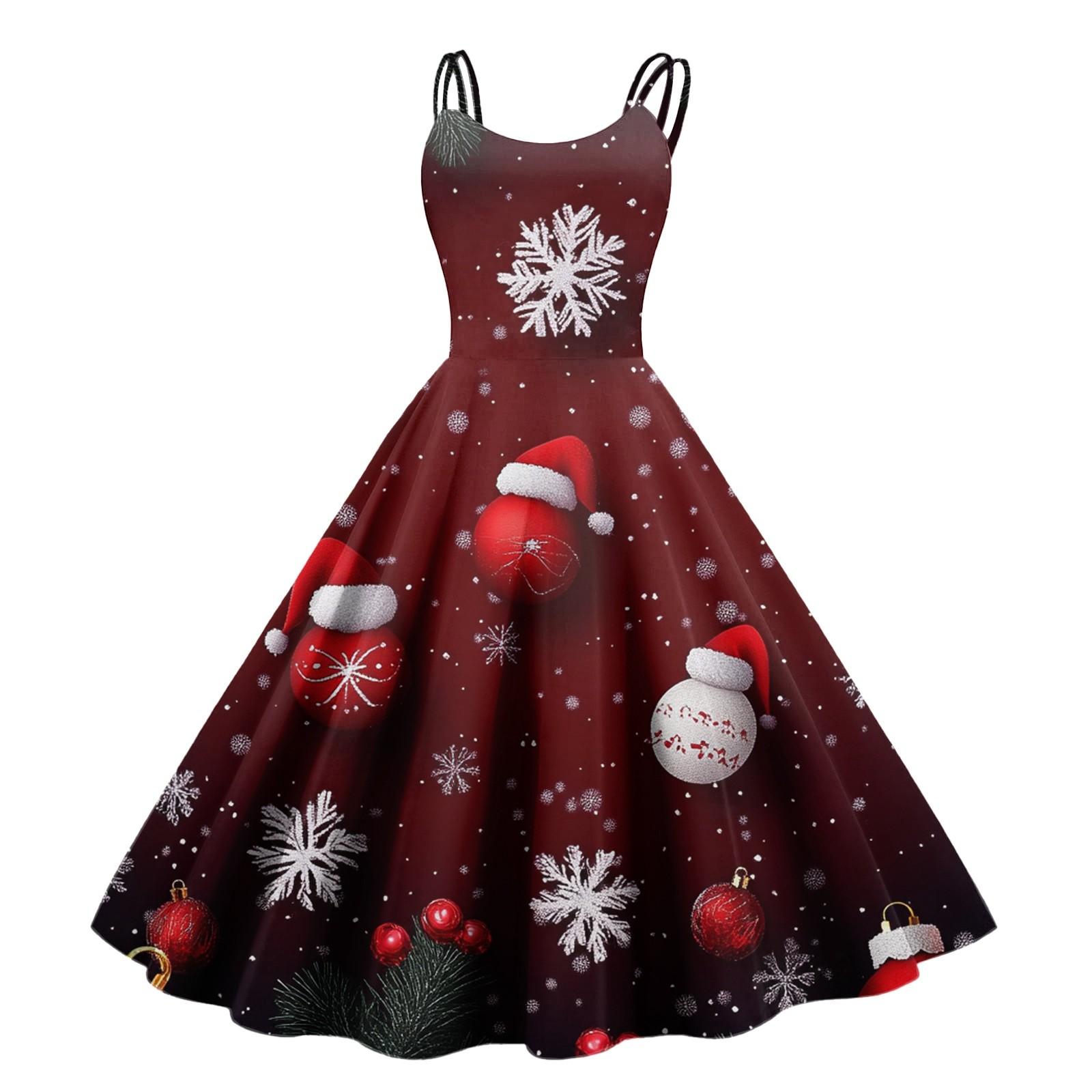 

Женское модное рождественское печатное сексуальное коктейльное платье без бретелек в готическом стиле в стиле панк-винтаж XXL винный