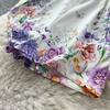 Summer Autumn New Arrival Flower Print Two Piece Pants Sets Women's Lantern Sleeve Blouse Tops and High-Waisted Wide-Leg Shorts Sets