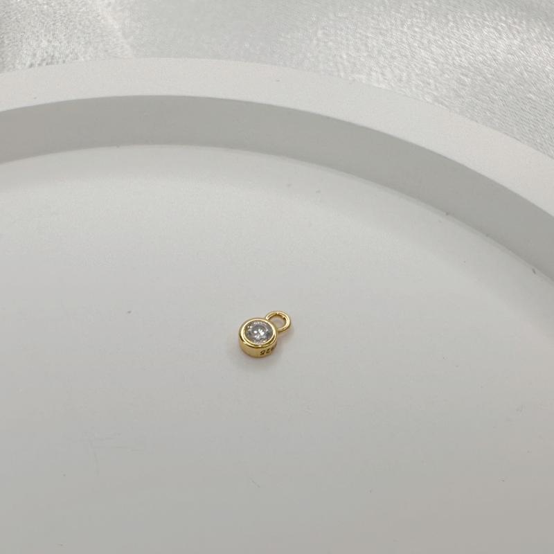 S925 Silver Mini Water Droplet Heart Round Pendant Charms Zircon Pendant Accessories for Necklace Jewelry Making SD12