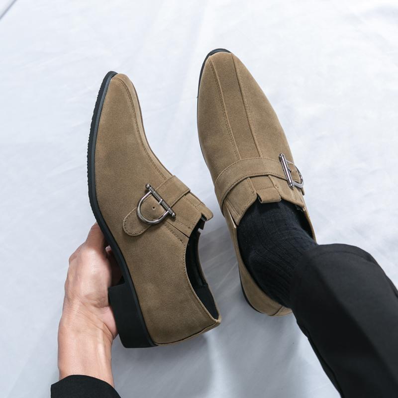 

Мужские лоферы монки Индивидуальность Формальная деловая обувь Замшевая Свадебное платье Выпускные туфли Большого размера EU:46 хаки