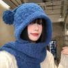 Meier Hairball blue balaclava hat, girls winter thickened warm knitted hat