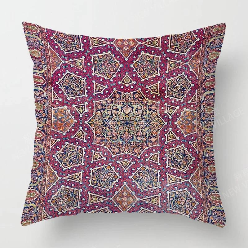 Home Decor Colorful Ethnic Pattern Digital Print Pillow Covers Pattern Cushion Cover Suitable for Sofa Bedroom Car Pillow Cover